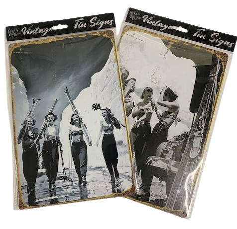 Girls Gones Skiing 2-Pack Bonus Buy Tin Signs 8"x12"
