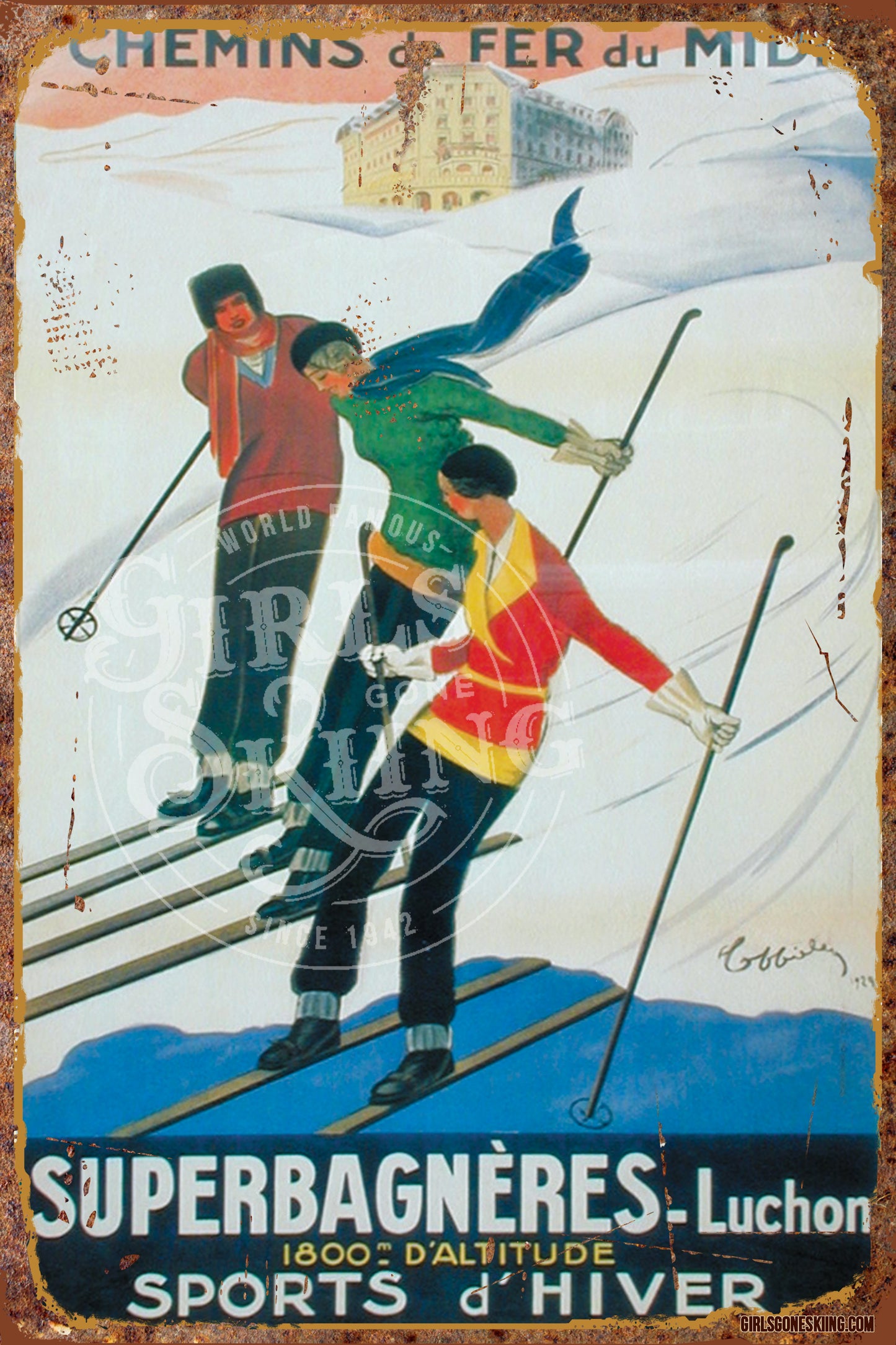Superbagnereres Vintage French Ski Sign