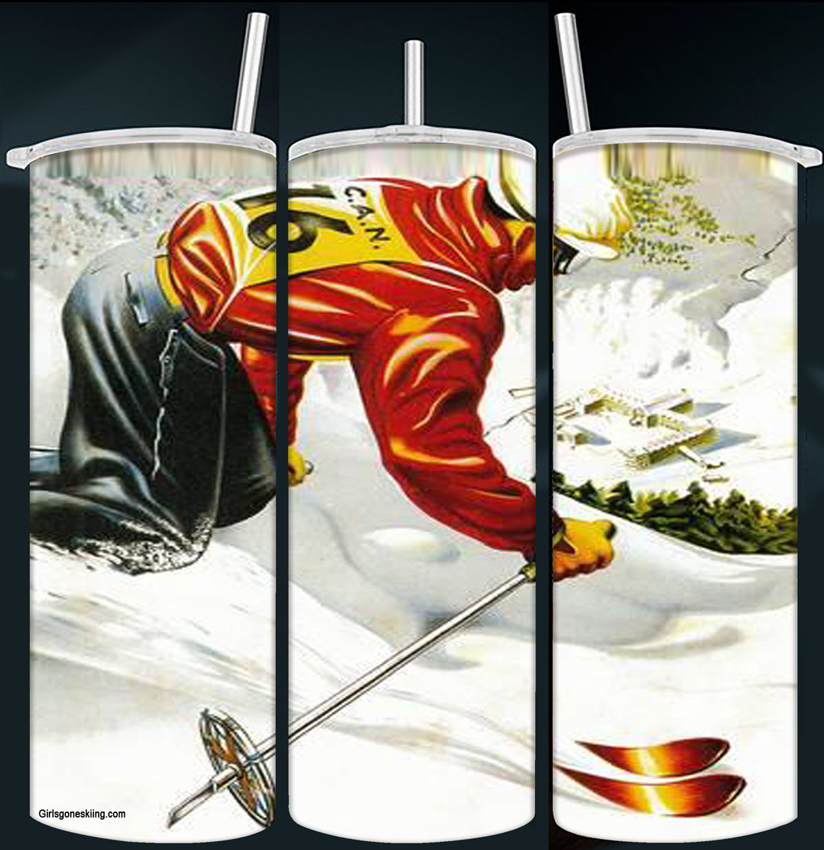 Vintage Male Skier Tumbler