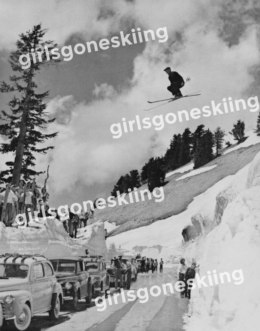 1941 Sepp Jumping Over Mt. Lassen Highway Poster DIGITAL