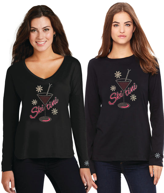 Top Seller! Rhinestone SKI TINI Ladies Long Sleeve