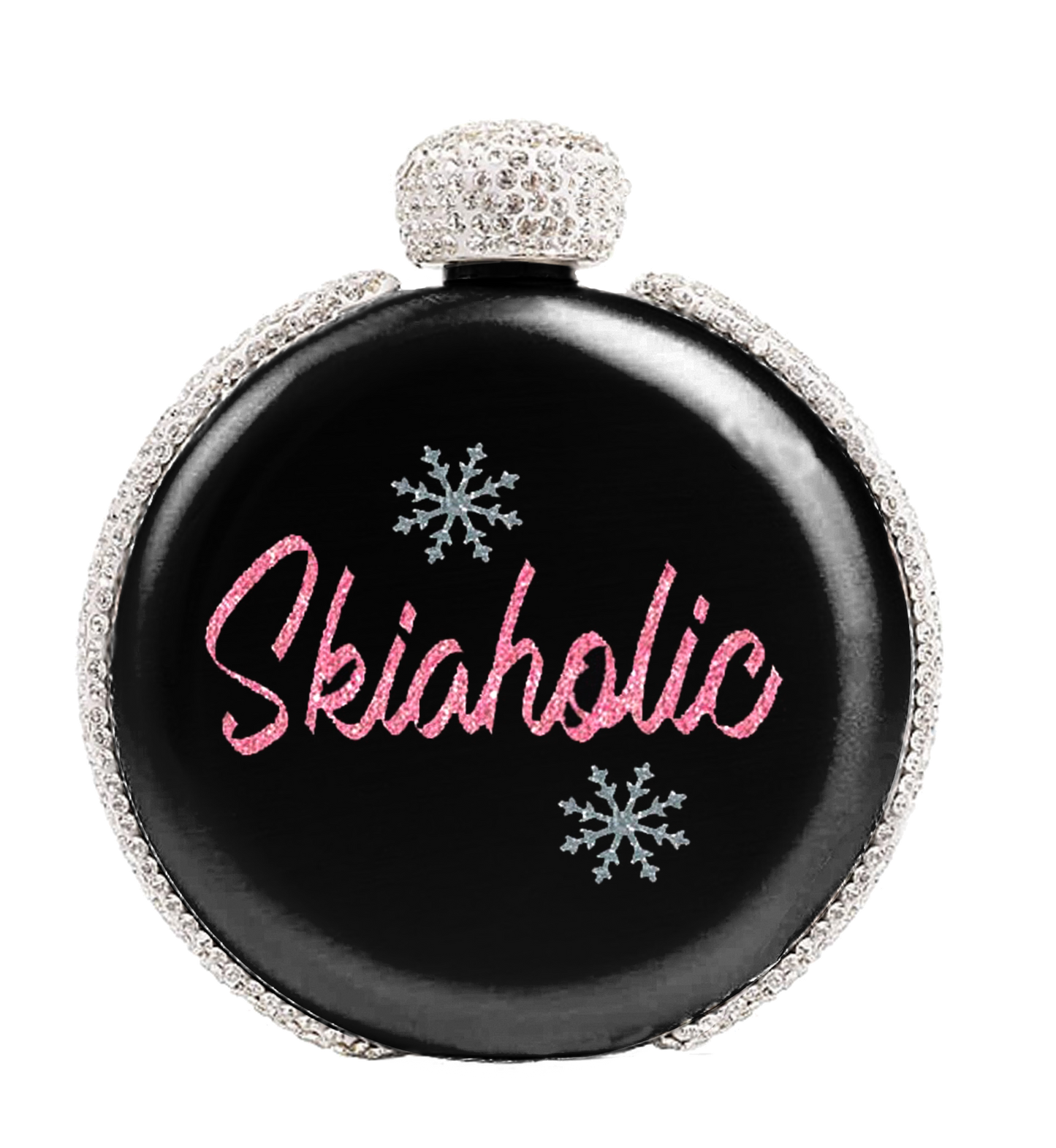 SKI-A-HOLIC Rhinestone Emblazoned 5 ounce Flask