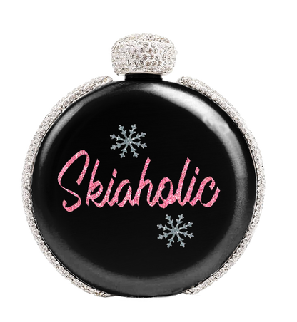 SKI-A-HOLIC Rhinestone Emblazoned 5 ounce Flask