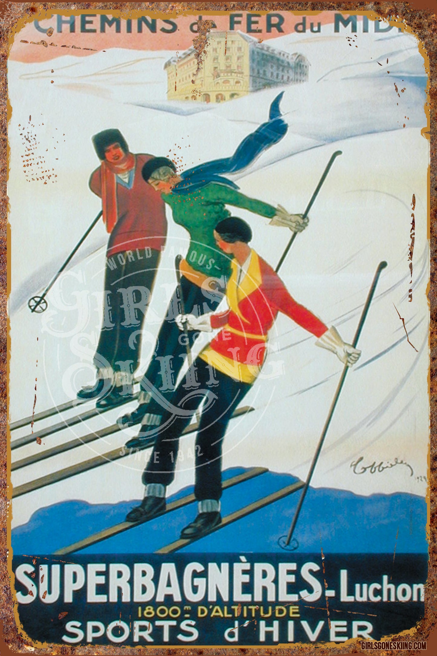 Superbagnereres Vintage French Ski Sign