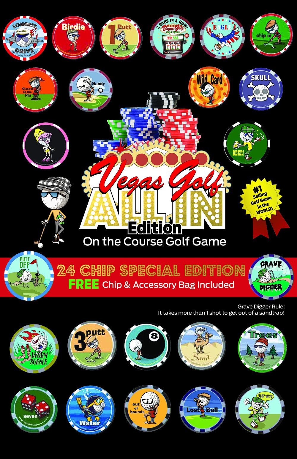 Vegas Golf Poker Chip "On The Course" Gambling Game