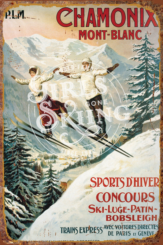 Chamonix Ski Poster Tin Sign