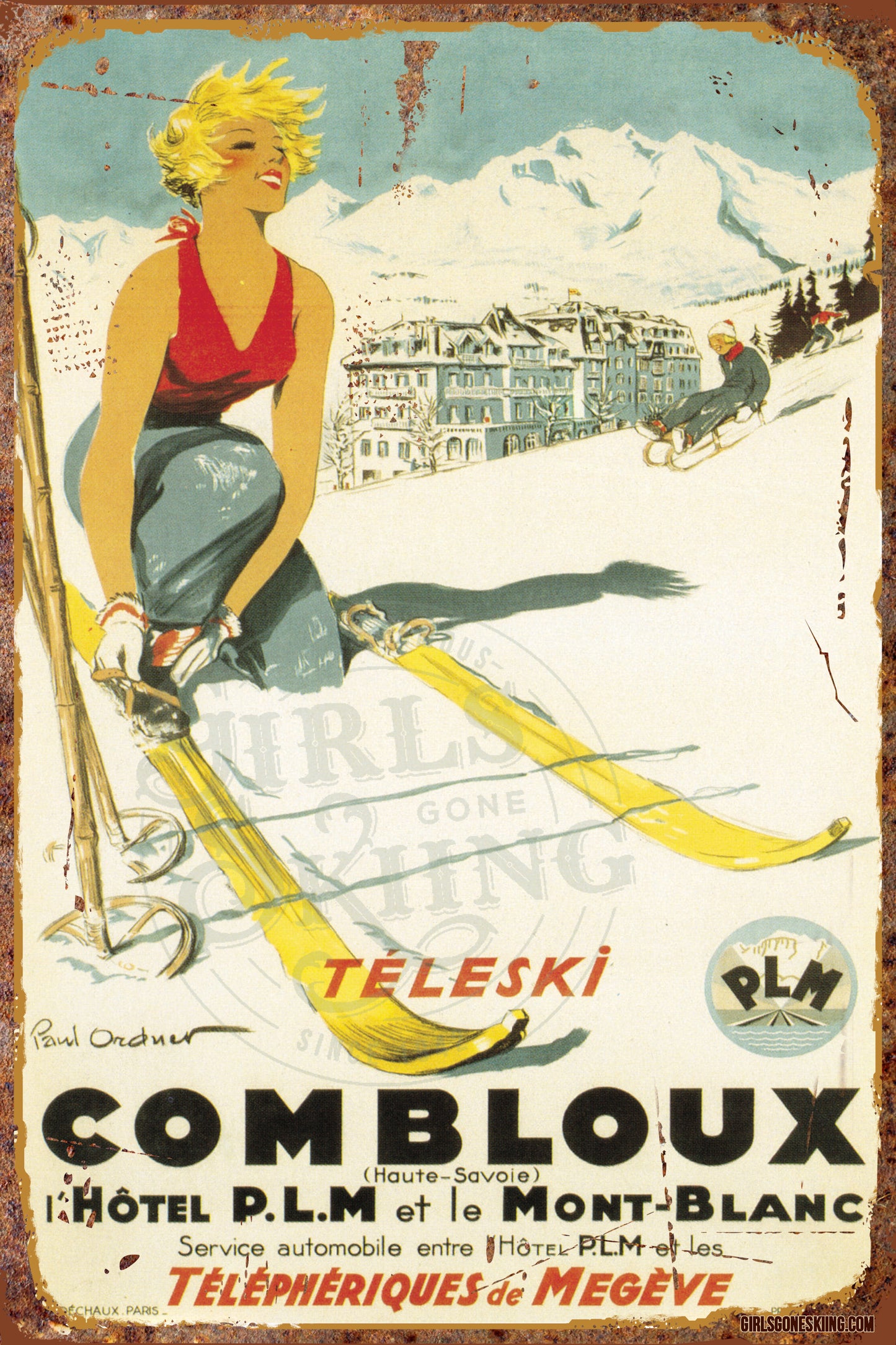 ONLY 2 LEFT! Combloux Vintage Ski Tin Sign