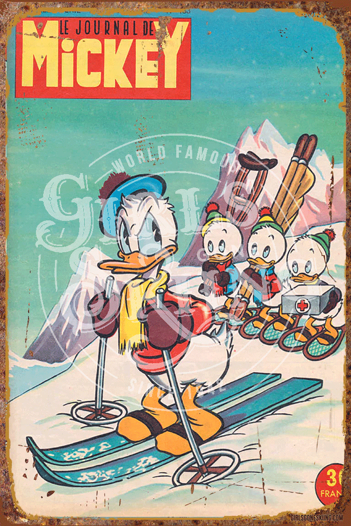Rare Donald Duck Vintage Ski TIn