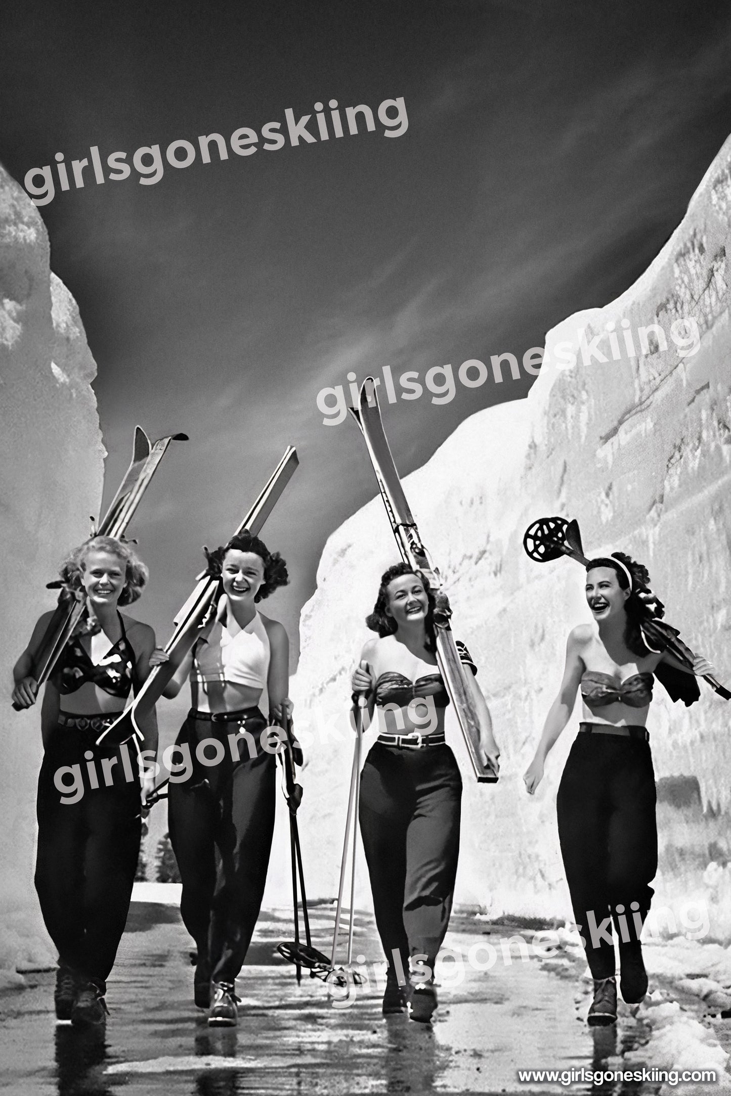 Girls Gone Skiing vintage ski poster #1 Vintage Ski Poster of All Time! Newly Restored