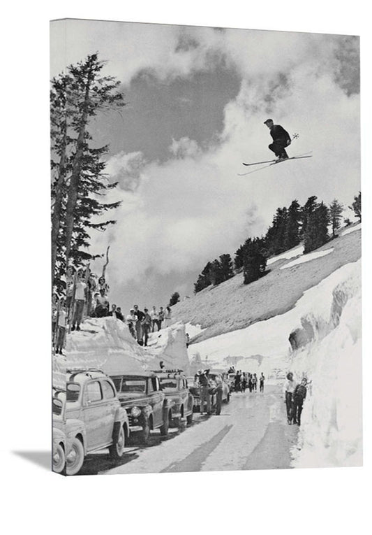 NEW! 11"x14" 1941 Skier Jumping over Mt Lassen Highway, CA.
