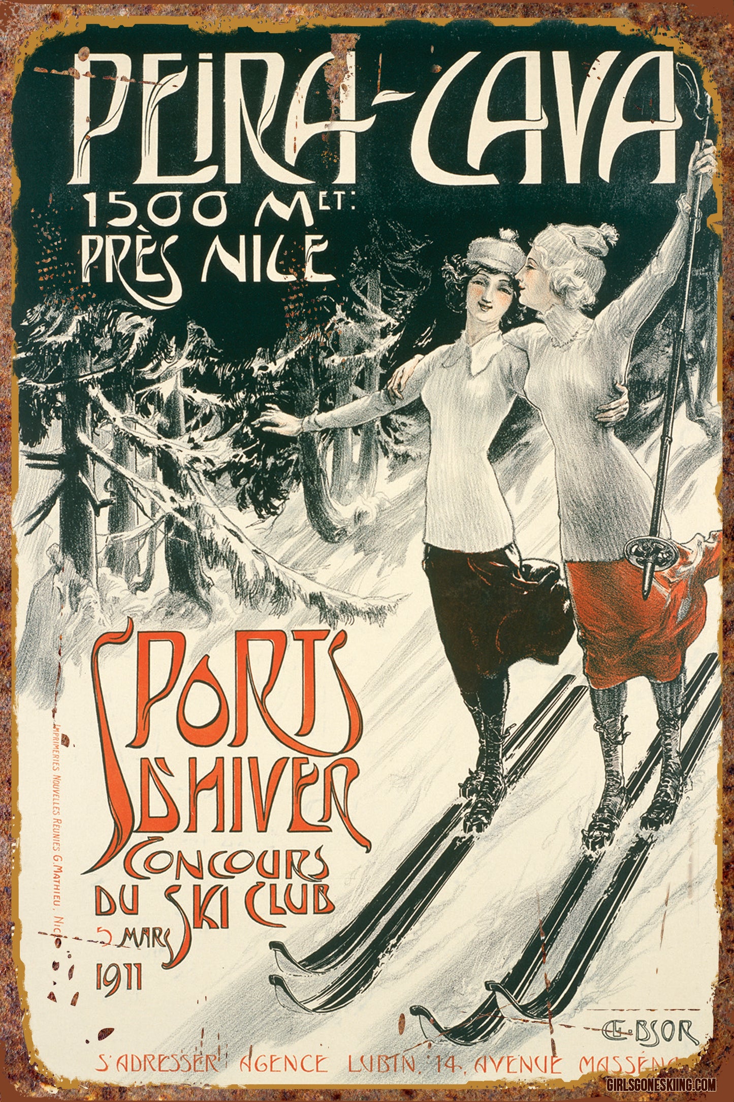 Peira Cava Vintage Ski Poster Tin Sign-sold out
