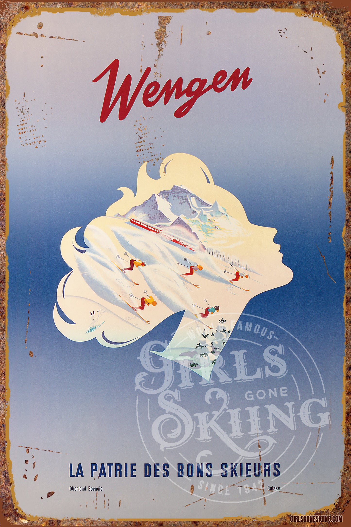 Vintage Wengen Ski Sign