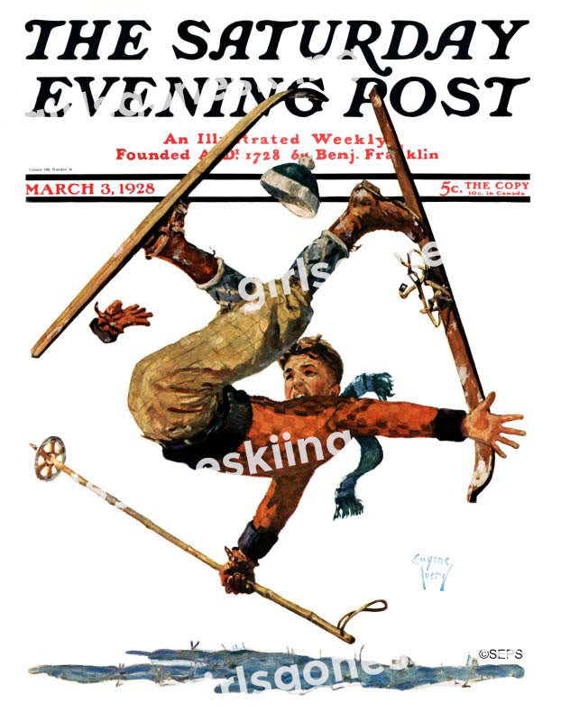Classic Saturday Evening Post Ski Poster "WIPEOUT"